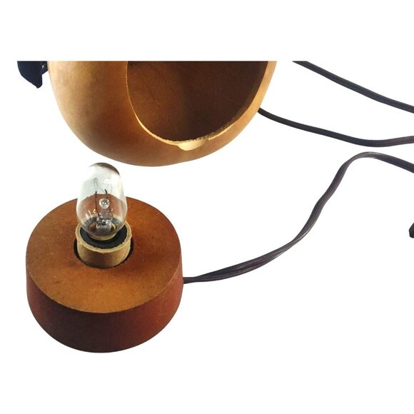 Rustic Handcrafted Gourd Snowman Lamp by Meadow Brook Gourds With Black Felt Top - Picture 8 of 15